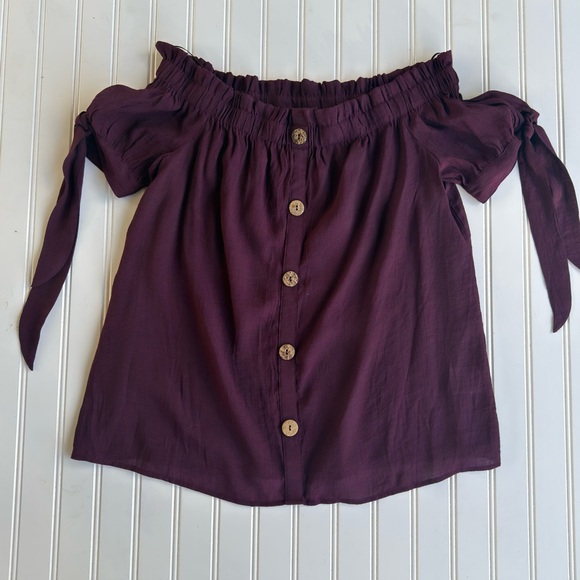 Lily White Mauve Off-Shoulder Blouse - Picture 2 of 6
